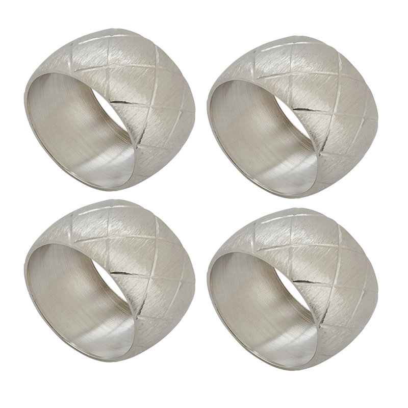Rond de serviette en métal Harlequin, Argent