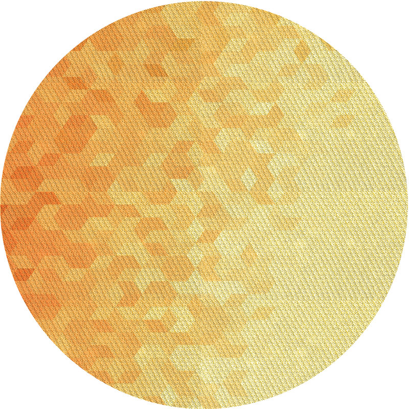Tapis jaune en laine géométrique antonelli, Rond 3 pi