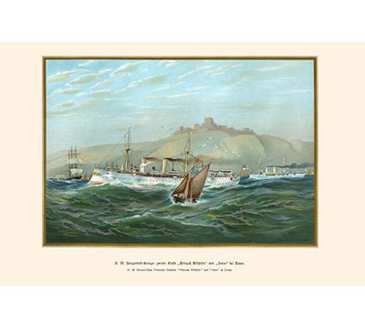 'H.M. 2Nd Class Protected Cruisers Princess Wilhelm and Irene at Dover' by G. Arnold Painting Print