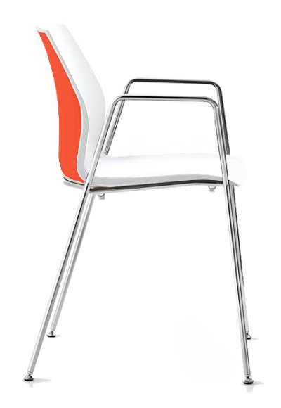 Chaise d'invité à 4 pieds Vortex, Orange / Blanc