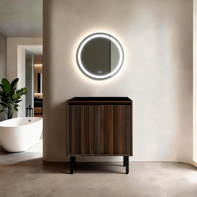 24'' &30'' &36 '' Shaker Style Bathroom Vanity Base Only, Freestanding Or Wall-Mounted With Double Doors & Adjustable Shelf - Soft-Close & Vertical Line Design (Sink Not Included)