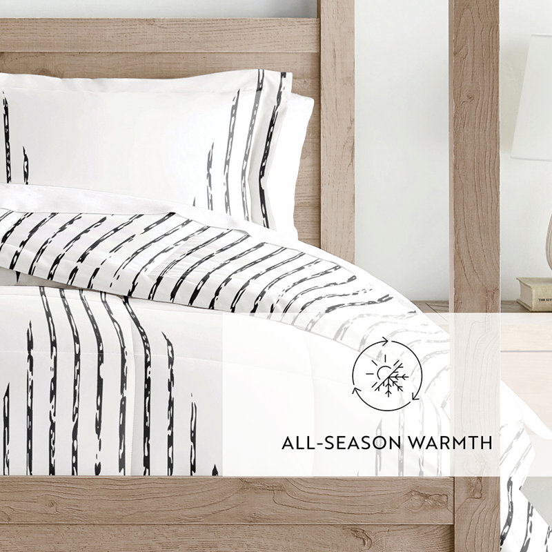 Comforter Set Patterned Microfiber All Season Down-Alternative Ultra Soft Bedding in Diamond Stripe