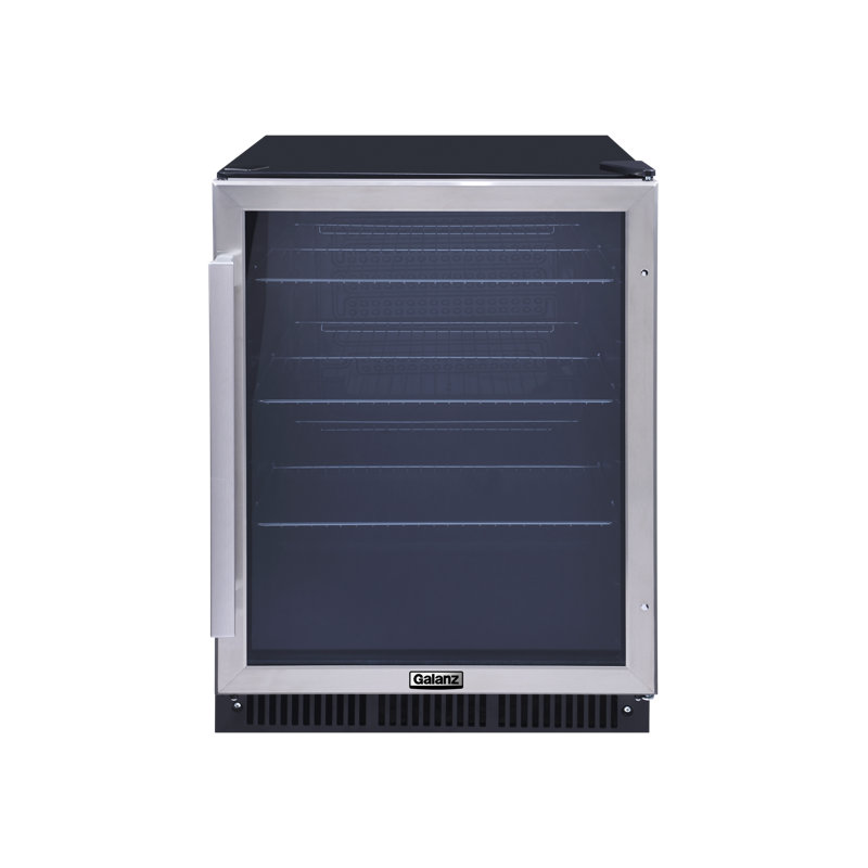 Sleek Galanz 167-Can Stainless Steel Beverage Cooler with Wine Storage
