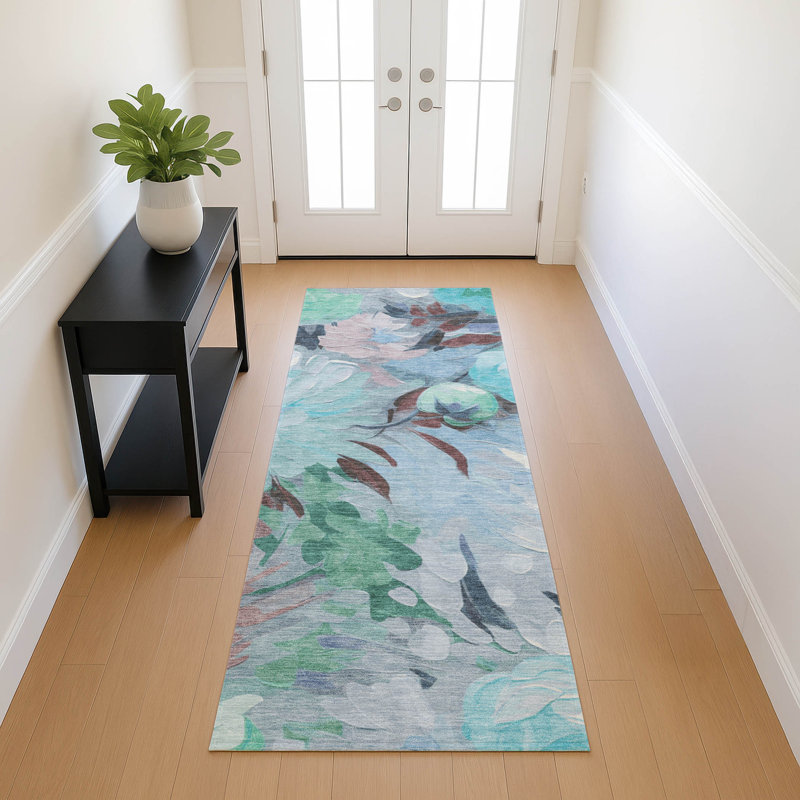 Machine Washable Indoor/Outdoor Jenning ACN2264 Floral Rug, Runner 2'3" x 7'6"