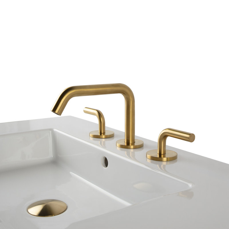 Cigno Widespread Bathroom Faucet with Drain Assembly, Brushed Gold