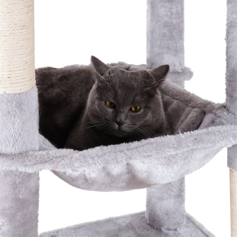 Spacieuse tour d'arbre à chat à plusieurs niveaux - Havre de paix confortable pour les chats d'intérieur, Gris