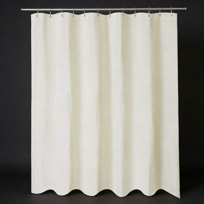 Luxury Waffle Weave Shower Curtain, Heavyweight Water Repellent Fabric, Machine Washable, Hotel Spa Style Bathroom Decor