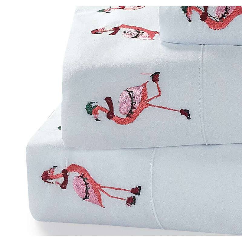 Ensemble de draps en microfibre brodée Clementina, Très grand