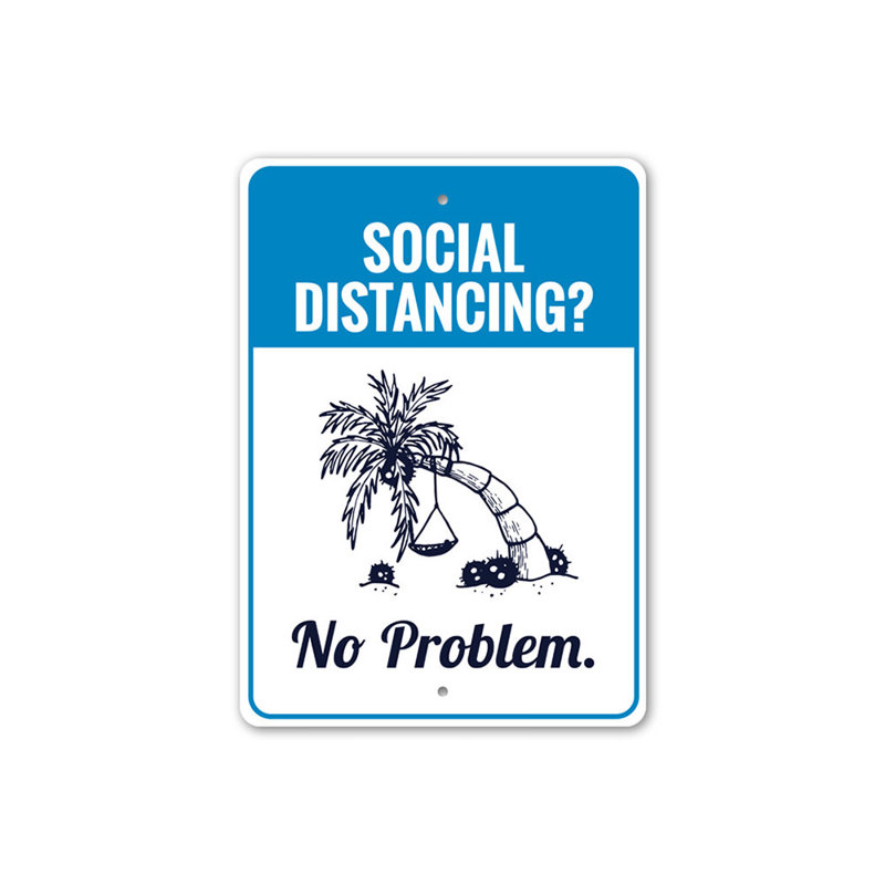 Panneau social en aluminium sur la plage, H 14 po x l 10 po x P 0,04 po