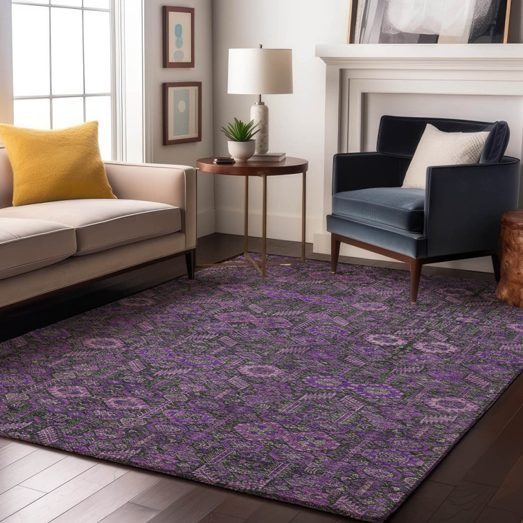 Premium Machine Washable Cerrito AMF574 Purple Rug