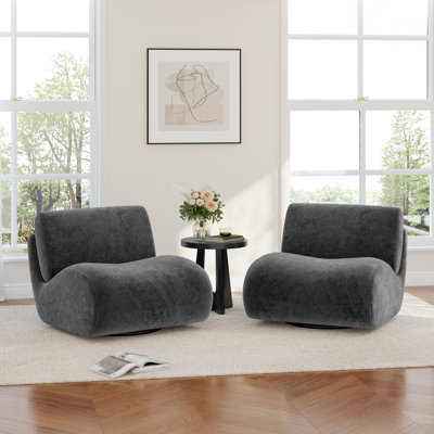 Caleb Swivel Upholstered Accent Chair with Removable Back Cushion