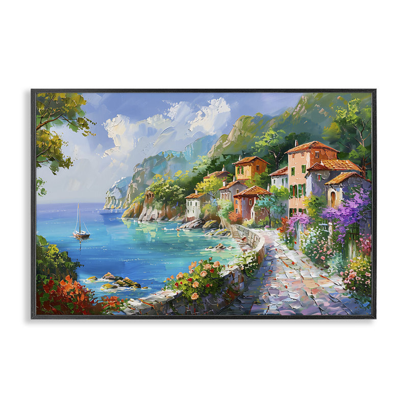  Pathway Along Coast Giclee Art by LSR Design Studio, 12" H x 18" W, Midnight Black Framed Giclee