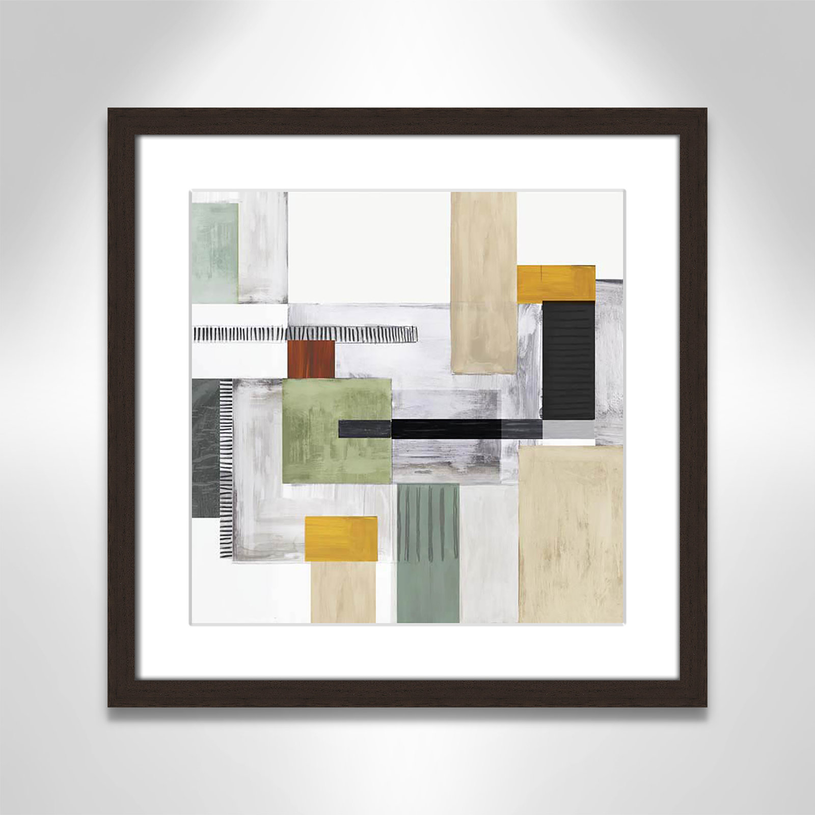 Playful Blocks Print, 17" H x 17" W x 0.75" D, Walnut Box Framed