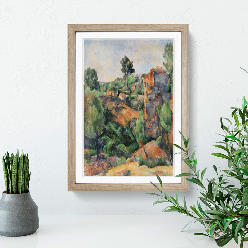Bibemus Quarry by Paul Cezanne - Picture Frame Painting, 90cm H x 65cm W x 2cm D, Oak