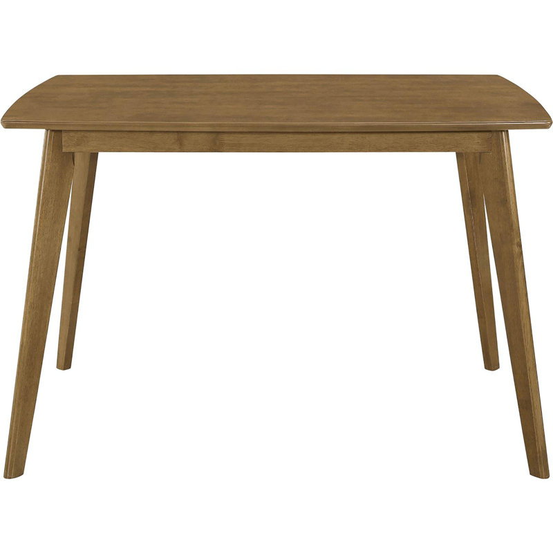 Table de salle à manger Mid-Century moderne - Finition châtaignier, plateau rectangulaire avec pieds inclinés, en bois massif pour la longévité des pieds en bois fini