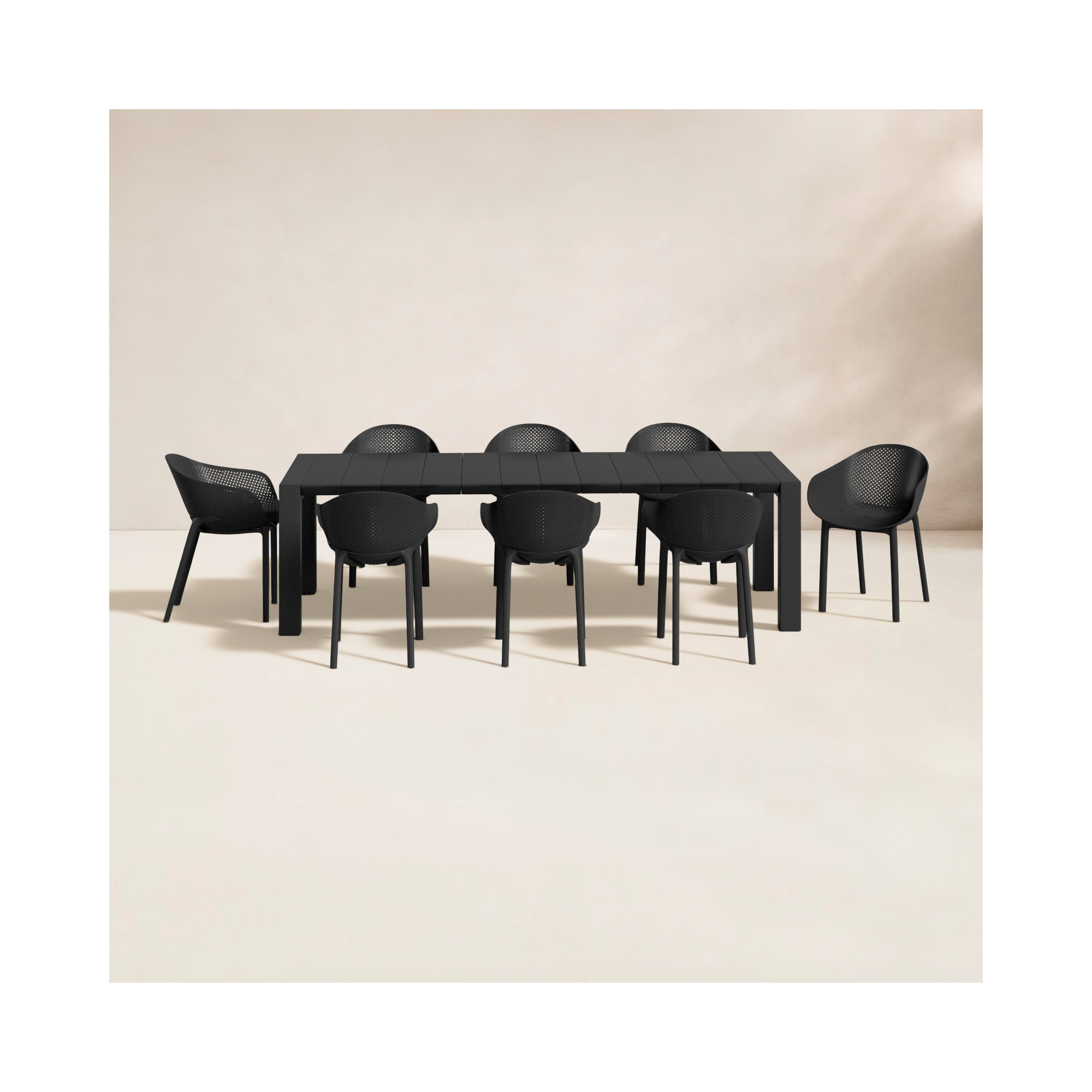 Farrah 9-Piece Extendable Patio Dining Set, Black
