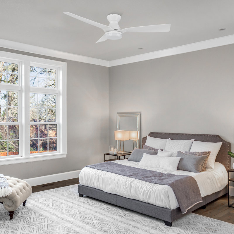 52'' Ceiling Fan with LED Lights, White, White