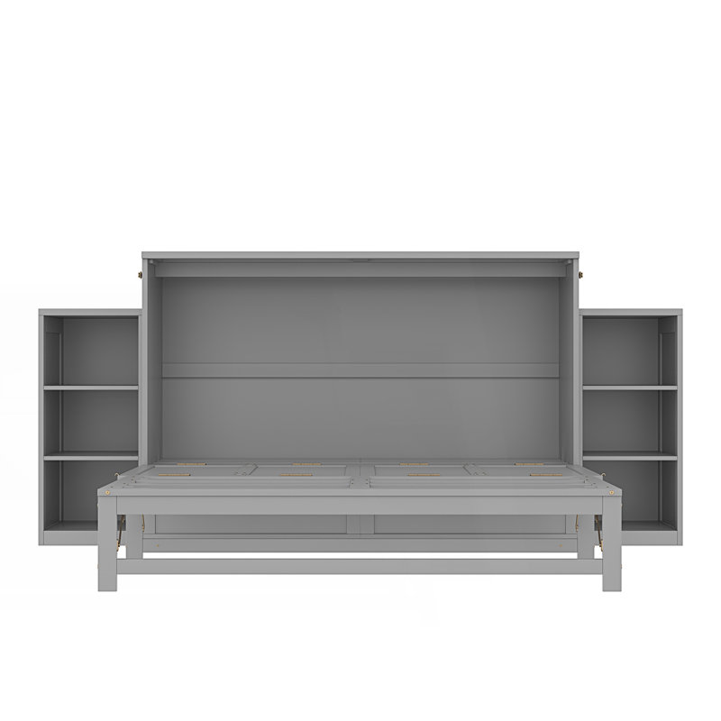 Grand lit escamotable avec rangement, Gris clair