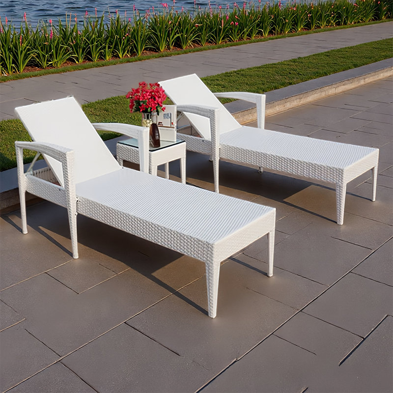 Fauteuil inclinable pour l'extérieur, Blanc, Blanc