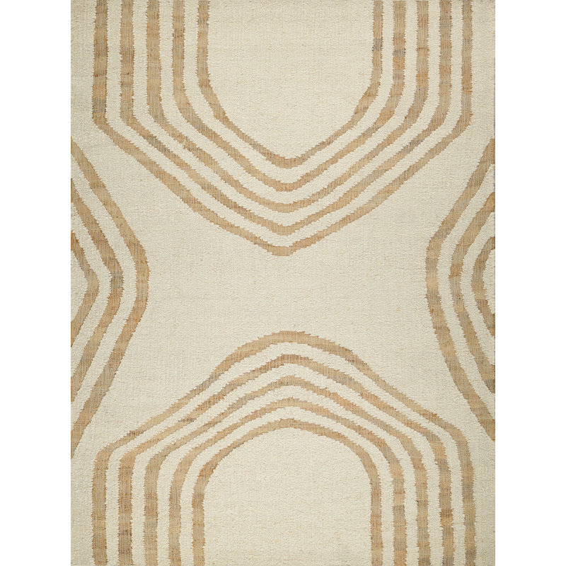 Pompano Hand Woven Wool/Jute IVORY/Cream/Beige Area Rug, 12'X15'