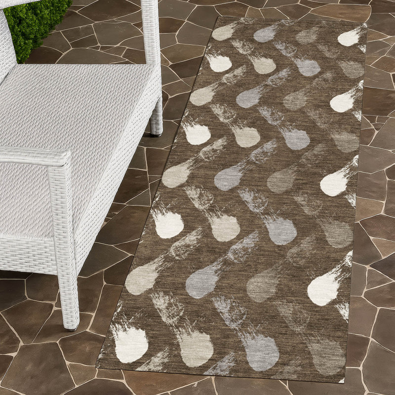 Machine Washable Indoor/Outdoor Chantille ACN2900 Geometric Rug, 2'3" x 7'6" Runner, Chocolate