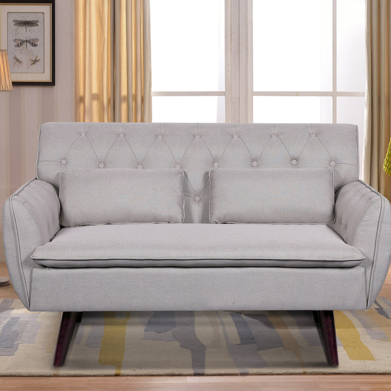 Nicolasa 53.2" Linen Round Arm Loveseat, Tan