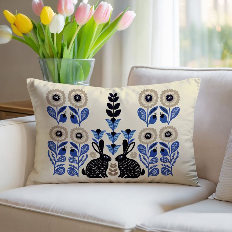 Coussin lombaire réversible intérieur / extérieur Lexa Rabbit, Rectangle H 14 po x l 20 po, Marine