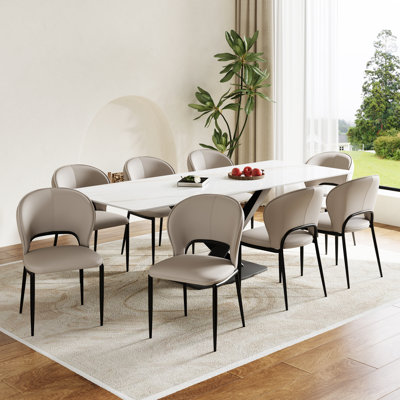 Modern Dining Table Chairs Faux Leather Upholstered Side Dining Chairs Kitchen Dining Chair with Metal Legs Not Assembled Need