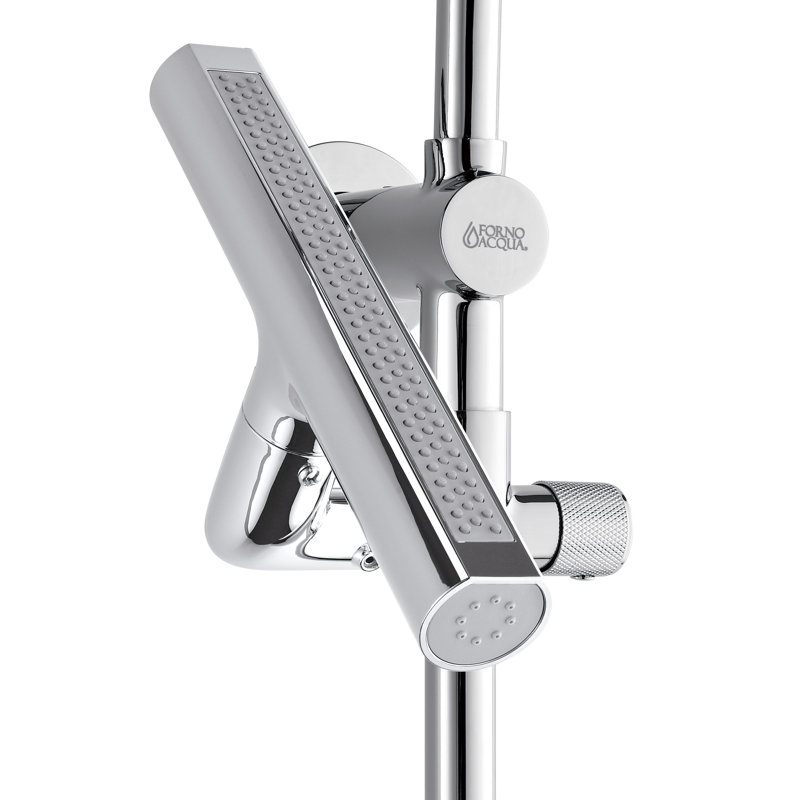 Douche FORNO ACQUA AcquaFALL, finition en acier inoxydable poli, douche à effet de pluie, inverseur 7 fonctions, pomme de douche à main, jets de corps, débit de 1,8 GPM