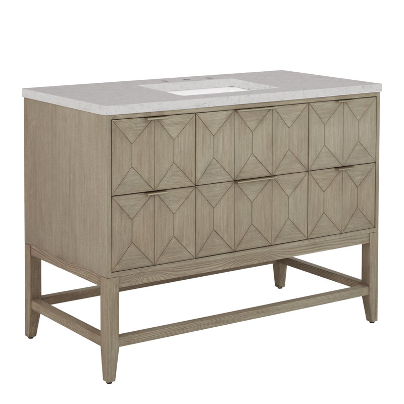 Ensemble de meuble-lavabo simple 48 po Emmeline, Perle jasmin éternelle, 8 po