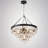 Modern Minimalist Black Wrought Iron Crystal Chandelier