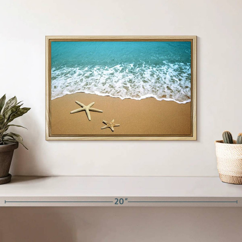 Étoile de mer, Cadre flottant en bois naturel, 13 po x 9 po