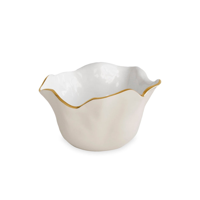 Encanto Enameled Aluminum Alloy Serving Bowl, Cream and White