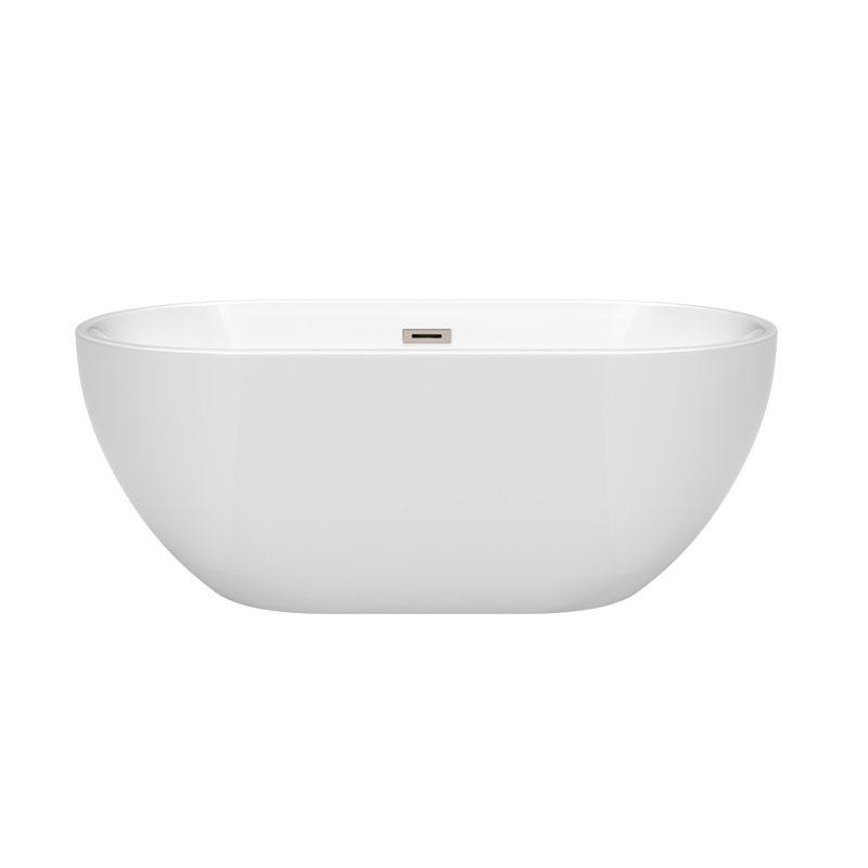 Brooklyn 60'' x 30'' Soaking Acrylic Bathtub, White/Brushed Nickel