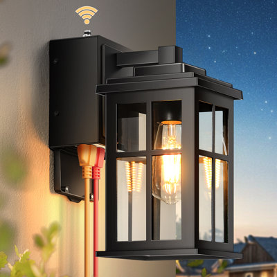 Black Dusk to Dawn Outdoor Lighting with GFCI Outlet
