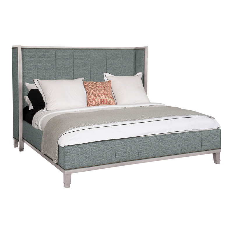 Mattingly Michael Weiss King Upholstered Panel Bed, Dove Gray, Tuck Cobalt, Yes