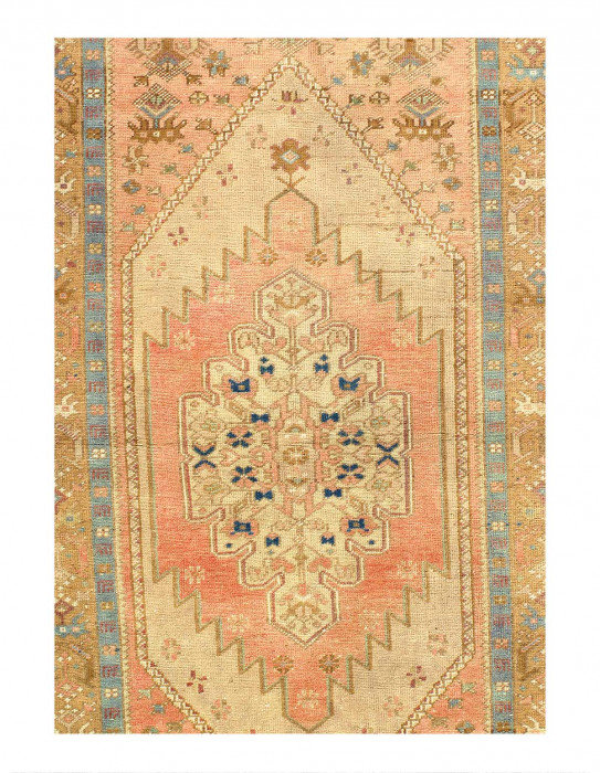 One-of-a-Kind Rectangle 3'8'' x 7'6'' 1980s Area Rug in Atomic Tangerine/Sandy Brown/Calico