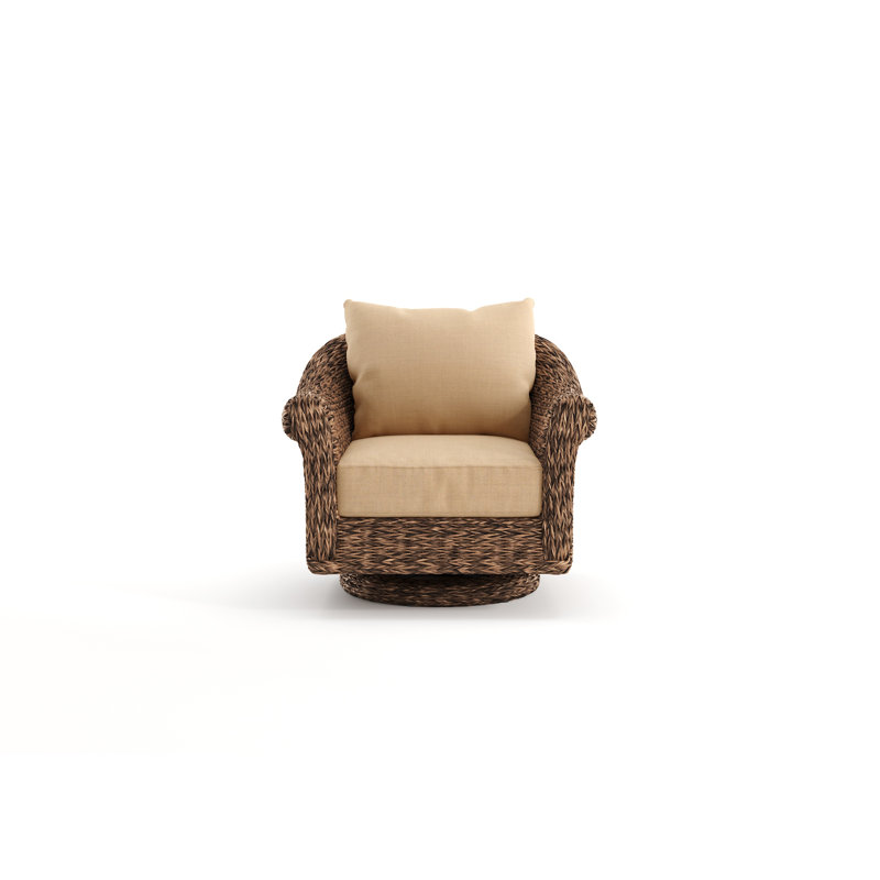 Banana Leaf Resin Swivel Lounge Chair with Beige Cushions