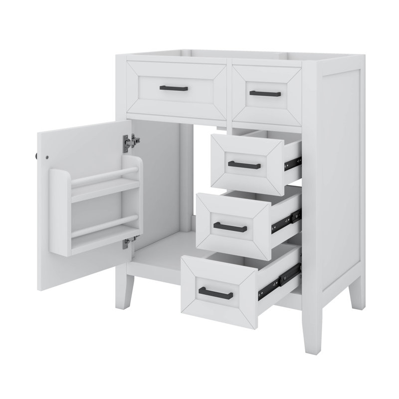 Meuble-lavabo moderne 30 po avec 3 tiroirs, Blanc