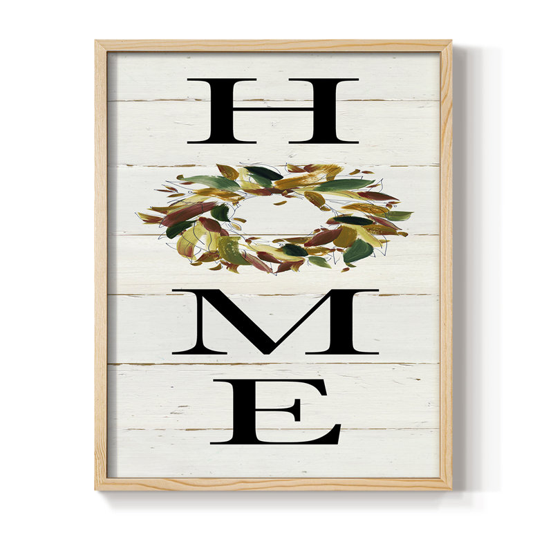 Reproduction encadrée de couronne Home Home - bois massif, Naturel, H 15 po x l 12 po