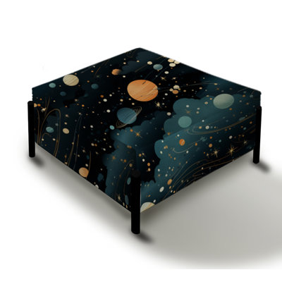 Celestial Constellations Pattern For Teens - Geometric Large Square Ottoman