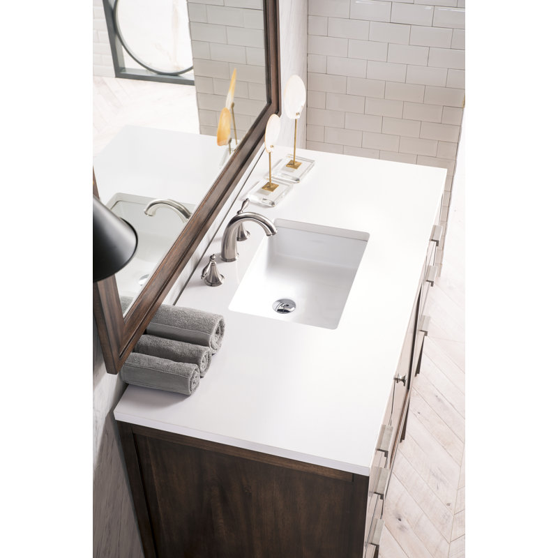 Addison 48'' W Single Vanity, Glossy White, White Zeus, Single-Hole