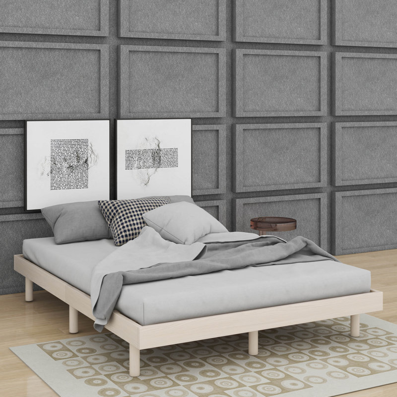 Lit plateforme flottant de conception moderne, Lit double , Blanchies