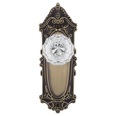 Plaque victorienne avec bouton de porte en cristal