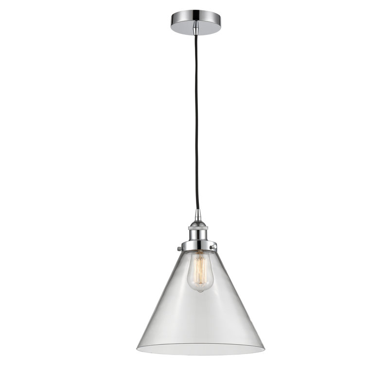 Mini-luminaire suspendu 1 lumière Cone, Clair, Chrome poli