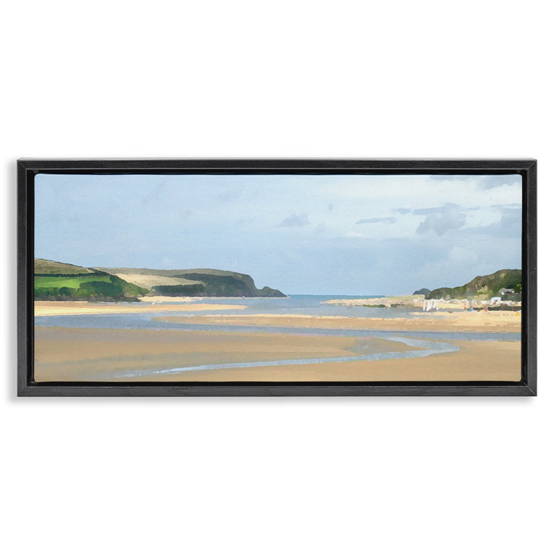 "Vast Beach View", art mural encadré par Noah Bay, Cadre flottant noir de jais, H 11 po x l 25 po