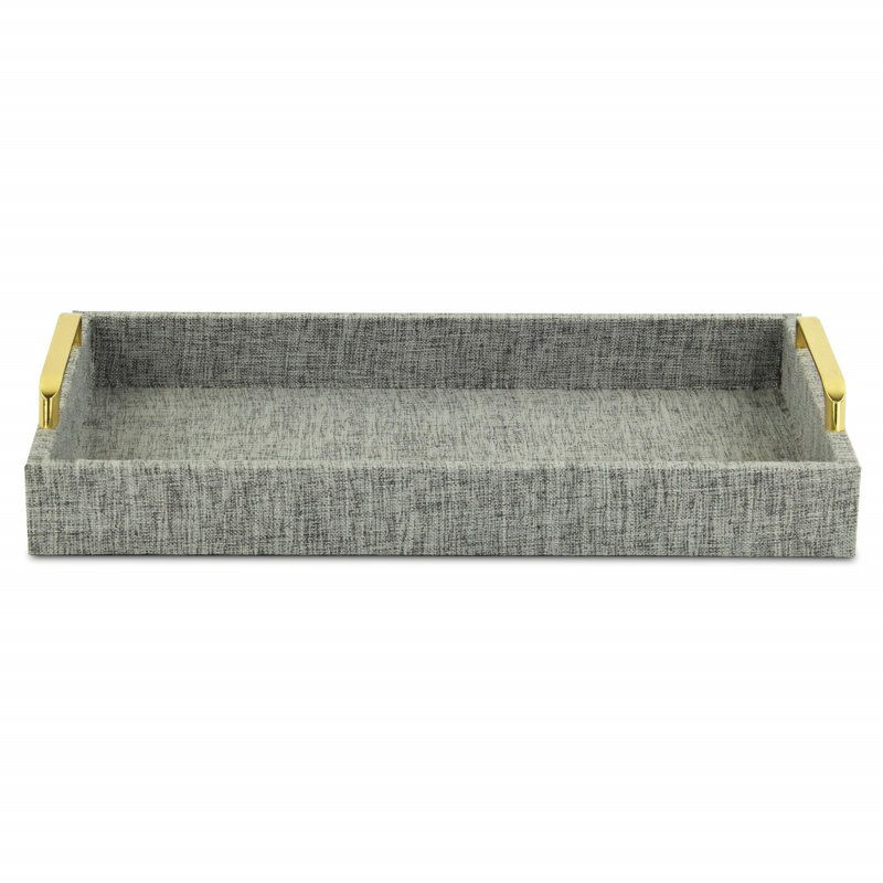 Gullickson 16" Linen Handmade Serving Tray With Handles, Gray