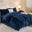 Édredon en fausse fourrure noir gris Andency pour lit grand, 3 pièces de literie moelleuse pelucheuse (1 édredon en velours à poil long et 2 taies d'oreiller), ensemble de literie en duvet moelleux-124625298-124625311