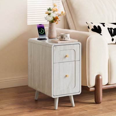 Narrow End Table With Charging Station