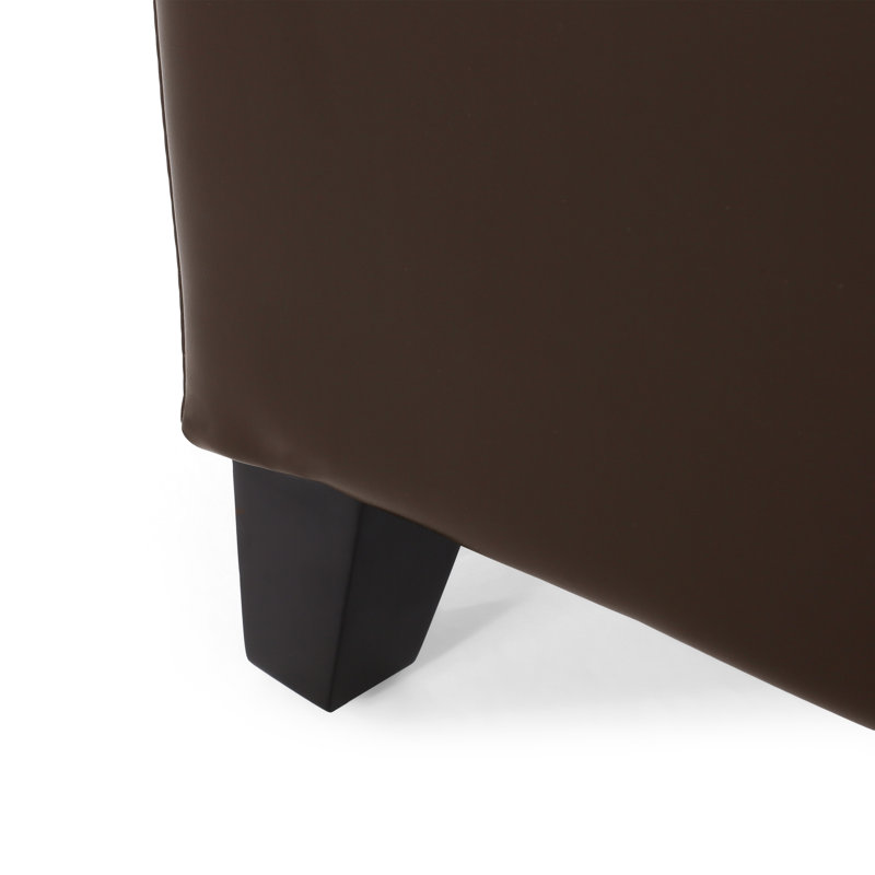 Faux Leather Upholstered Storage Bench, Dark Brown